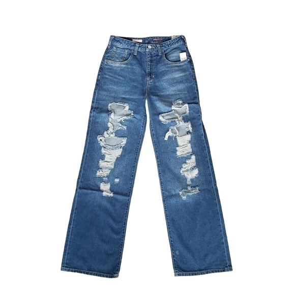 𝅺Anthropologie Pilcro Joey Jeans High Rise Straight Leg Distressed Front - Picture 3 of 13